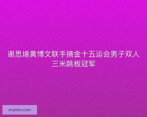 谢思埸黄博文联手摘金十五运会男子双人三米跳板冠军
